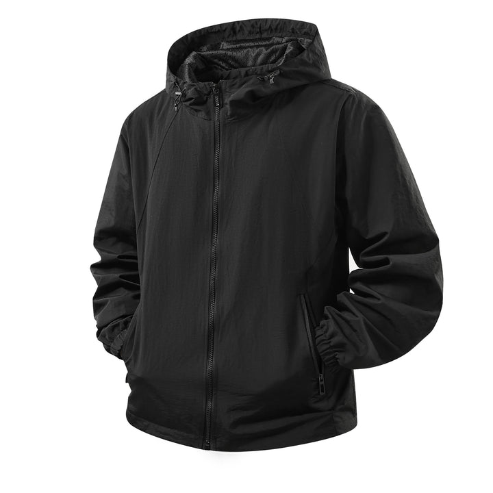 Men's Lightweight Breathable Hooded Windbreaker with Mesh Lining and Zipper Pockets Mune Fashion
