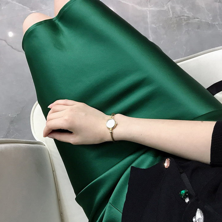 Women's Elegant Satin Midi Skirt Mune Fashion