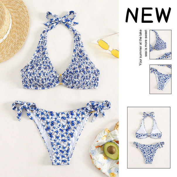 Women's triangle bikini with adjustable straps and floral design Mune Fashion