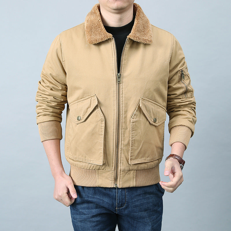 Men's pilot jacket with Sherpa collar, utility pockets, and ribbed cuffs Mune Fashion