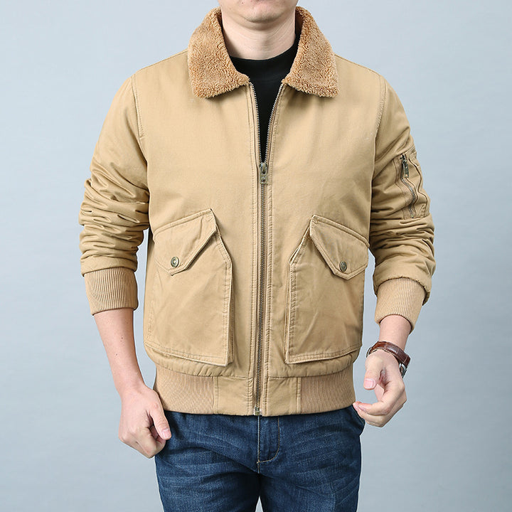Men's pilot jacket with Sherpa collar, utility pockets, and ribbed cuffs Mune Fashion