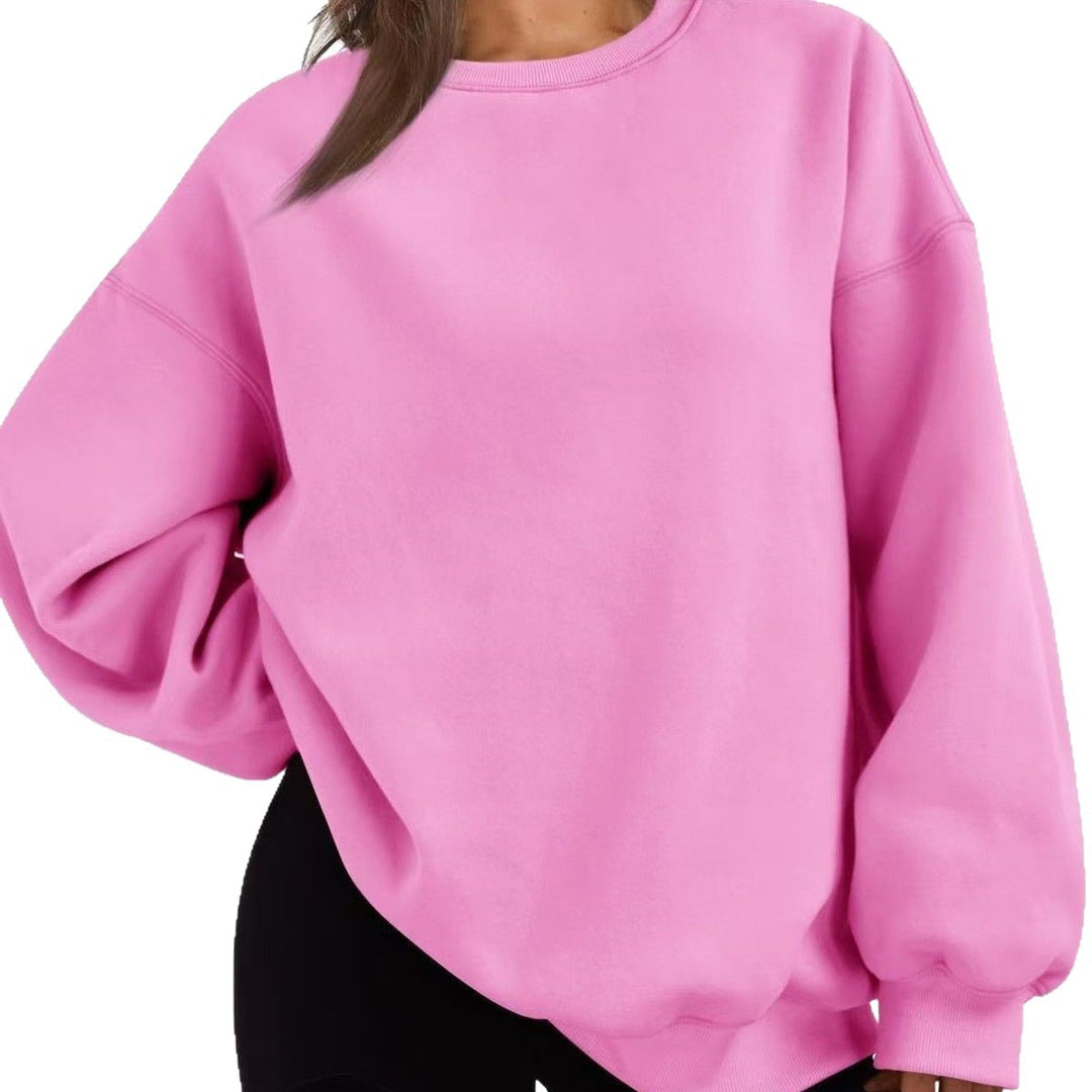 Women's oversized crew neck sweatshirt with dropped shoulder, soft fleece lining, and ribbed cuffs Mune Fashion