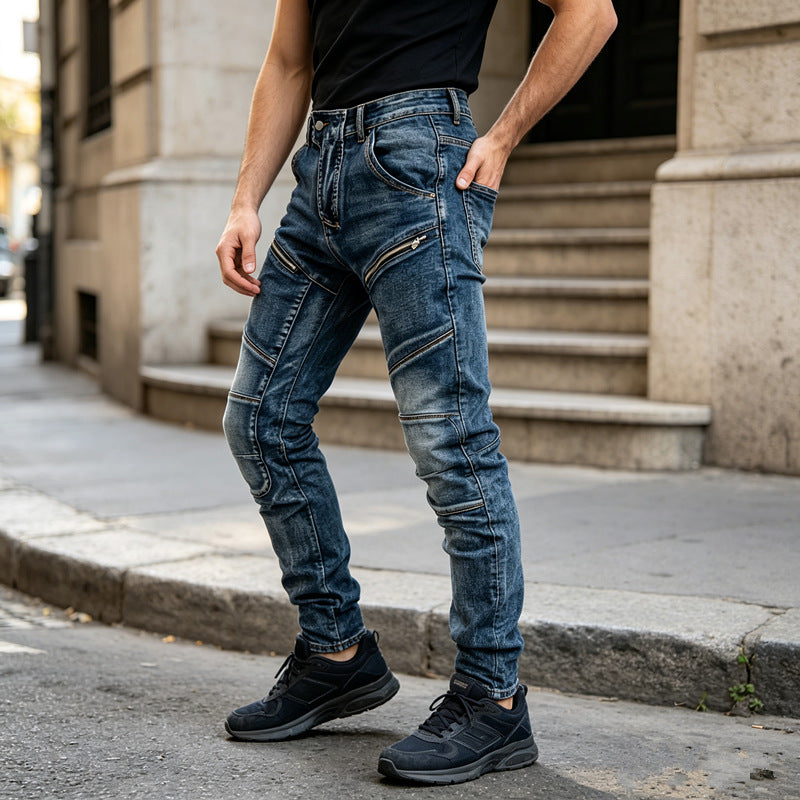 Men's Fashion Jeans with Zipper Details Mune Fashion