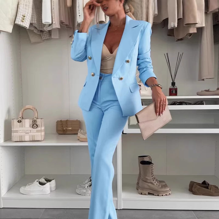 Ladies Elegant Blazer Set with Wide Pants Mune Fashion