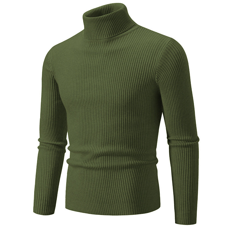 Men's narrow ribbed knit turtleneck sweater made of cotton mix with stretch Mune Fashion
