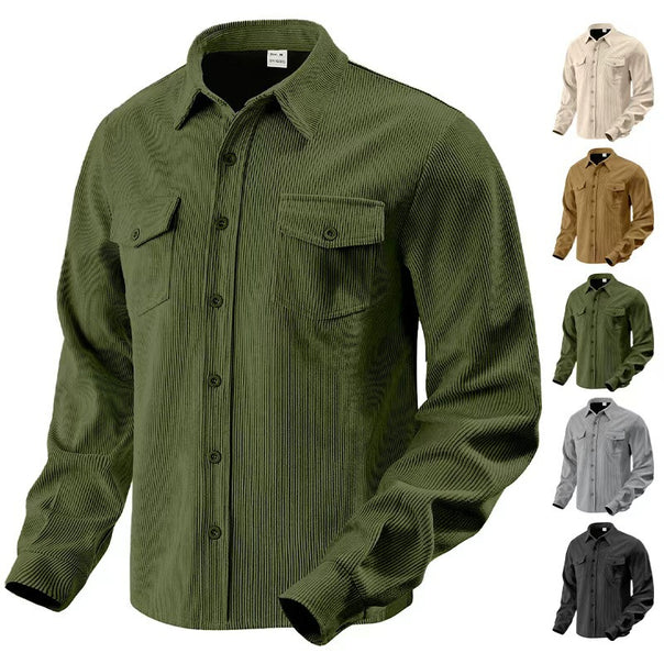 Men's cord jacket in the classic work jacket style with snap buttons and chest pockets Mune Fashion
