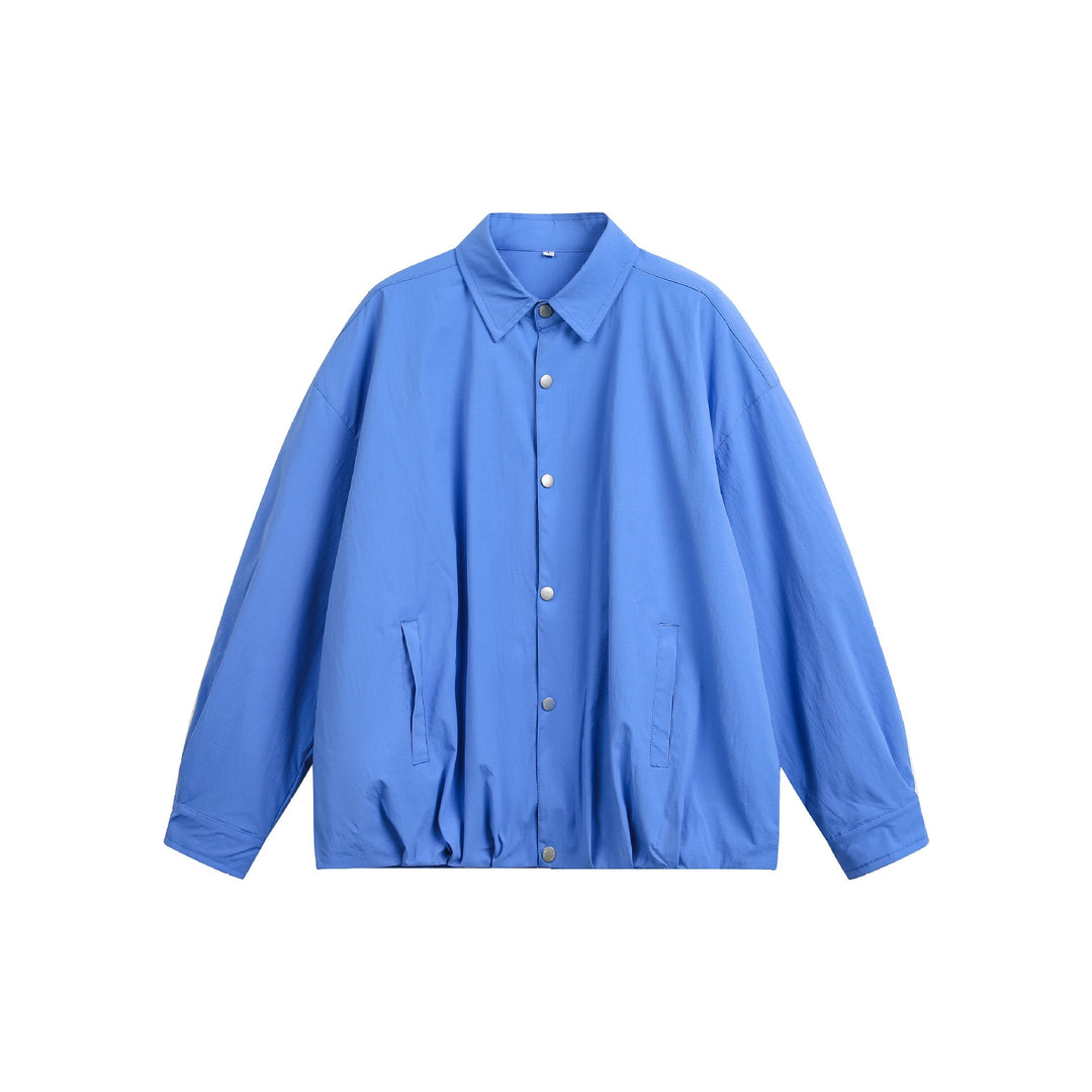 Men's Oversize Coach Jacket with Snap Button Closure and Straight Hem Mune Fashion