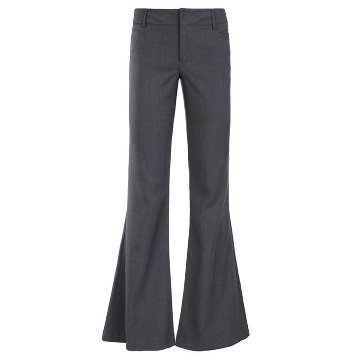Ladies Elegant Stretch Flared Trousers with High Waist, Bell Bottom and Crease Mune Fashion