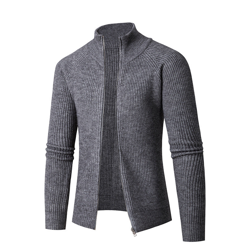 Men's slim zip cardigan made of merino mix with ribbed structure and raglan sleeves Mune Fashion