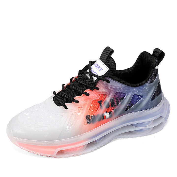 Unisex futuristic air-cushioned sneakers with transparent TPU upper material and visible hollow core platform sole Mune Fashion