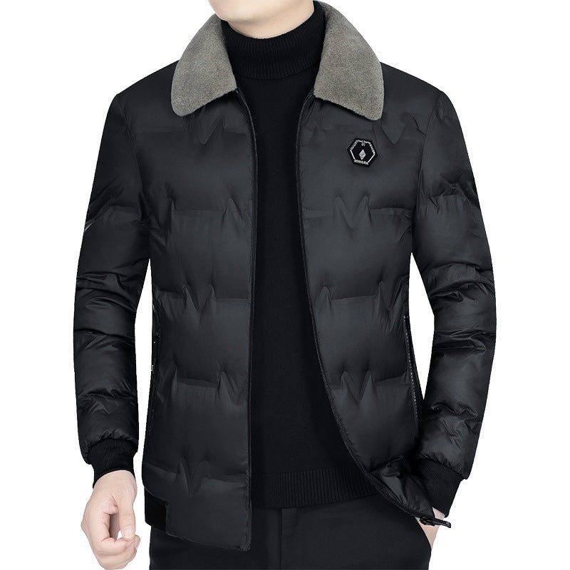 Men's Quilted Winter Jacket with Faux Fur Collar and Thermal Filling Mune Fashion