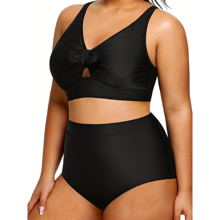 Women High-Waisted Bikini Set with Fashionable Cut-Out Mune Fashion