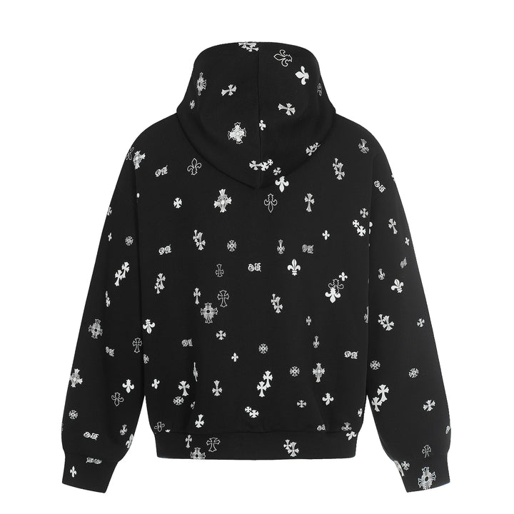 Unisex Boxy Hoodie Jacket with Half Zipper and Allover Print Mune Fashion