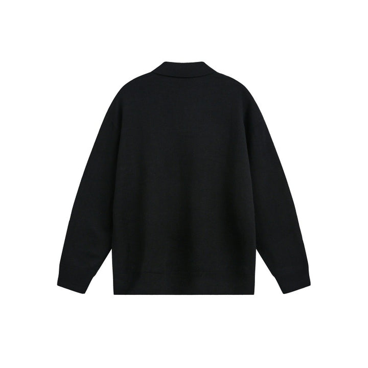 Men's Loose Knit Polo Sweater with Button Placket and Oversize Cut Mune Fashion