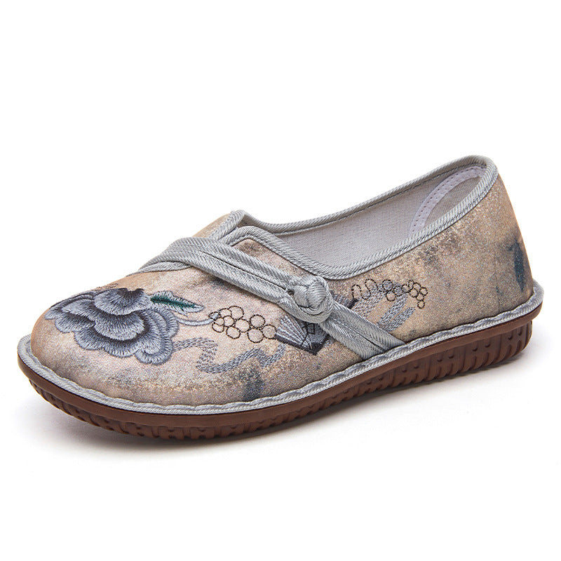 Ladies' embroidered lightweight ballerina slippers with decorative knot strap Mune Fashion
