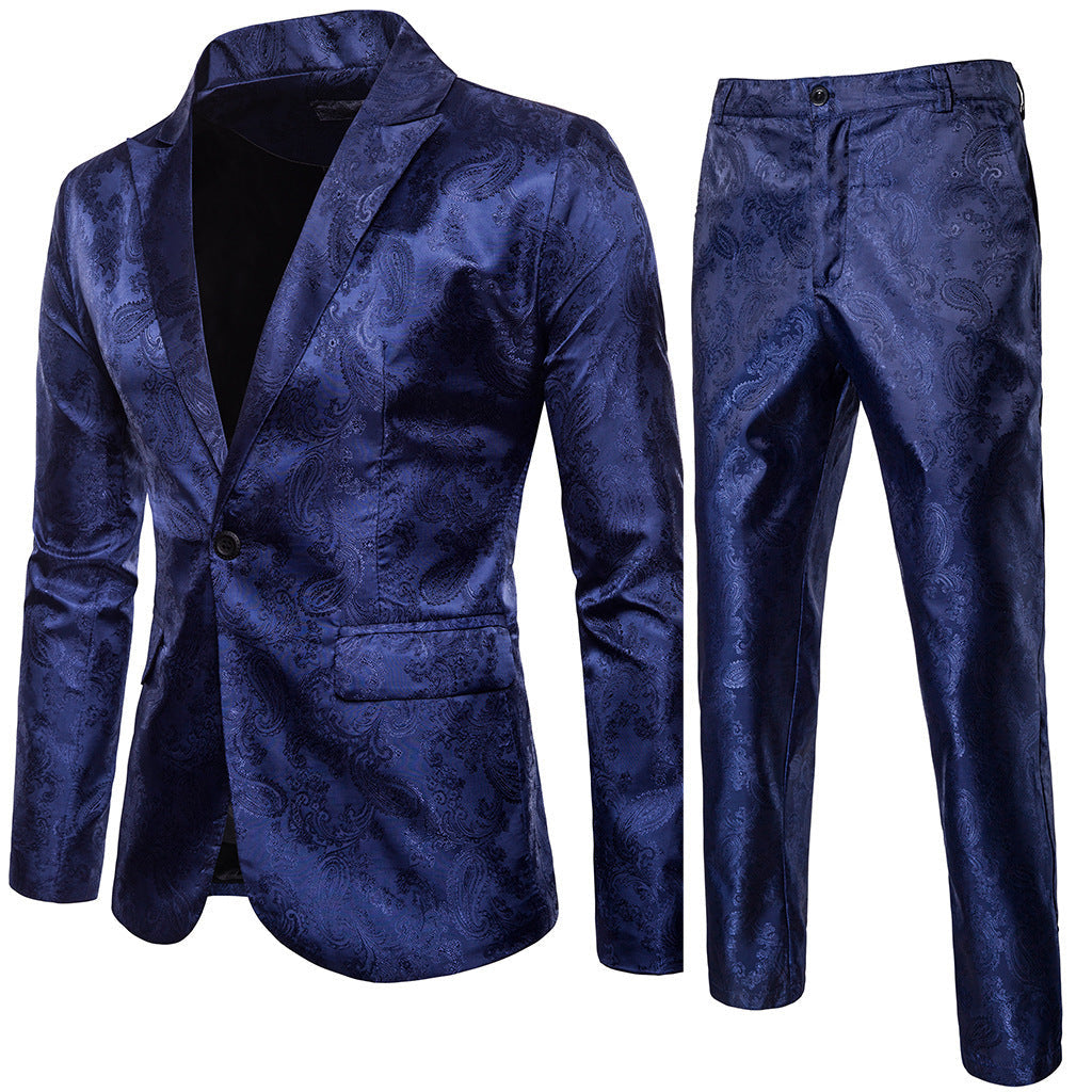 Men's Elegant Suit Set with Fine Paisley Pattern Mune