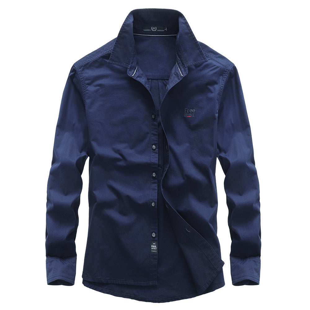 Men's Cotton Shirt Slim-Fit with Kent Collar and Hidden Button Placket Mune Fashion