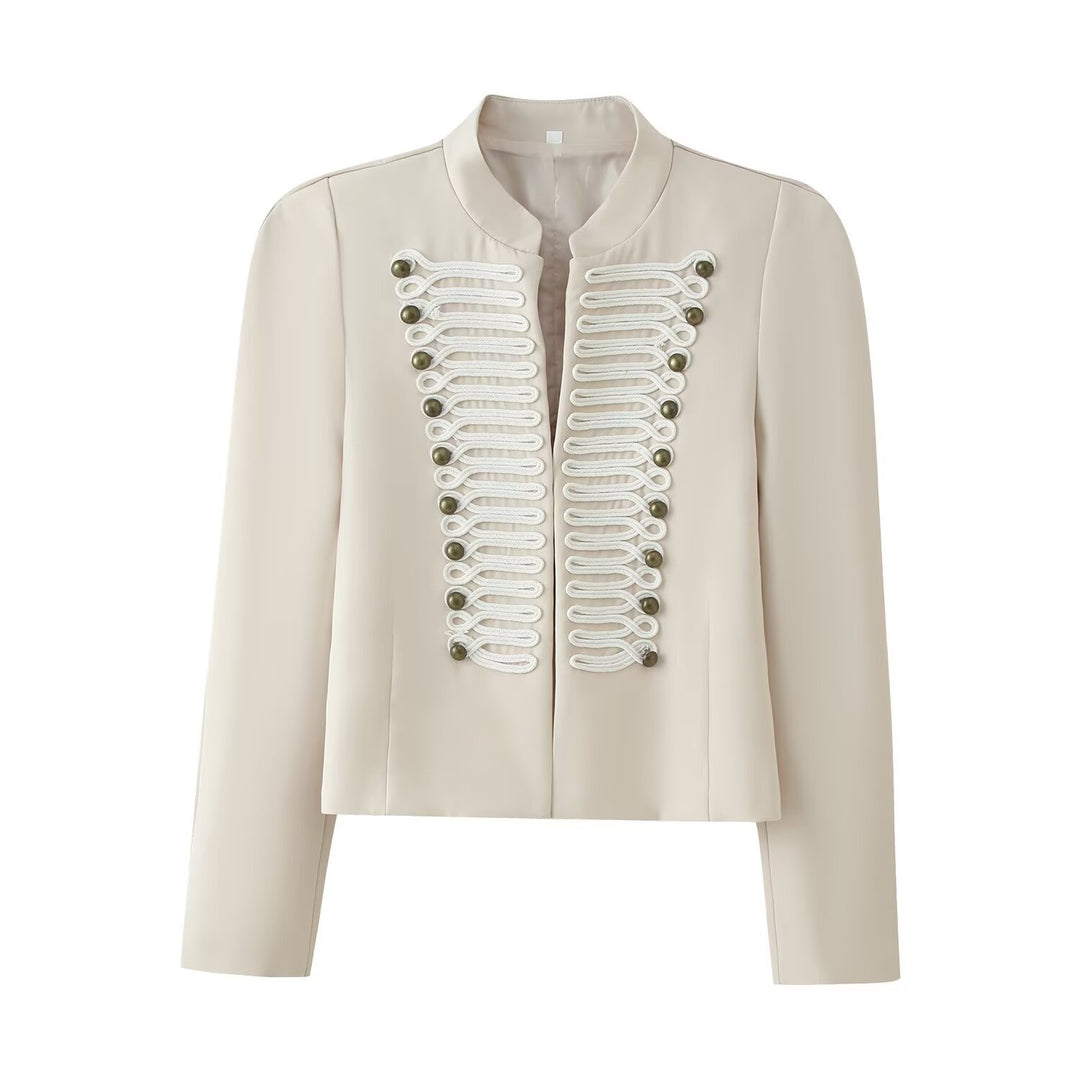 Women's short jacket in military style with decorative cords Mune Fashion