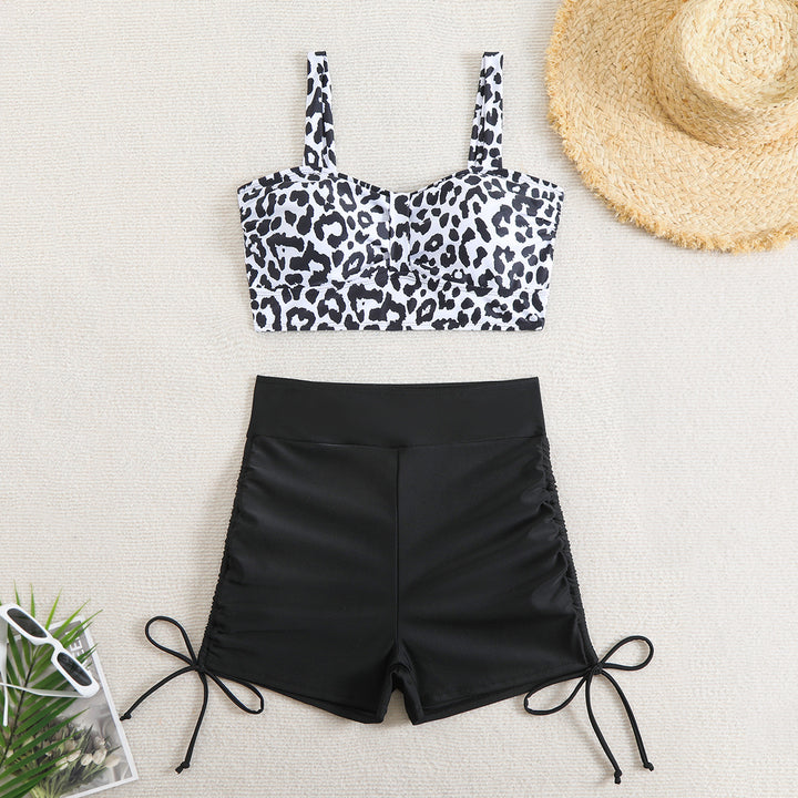 Women's bikini set with asymmetrical top and sporty shorts Mune Fashion