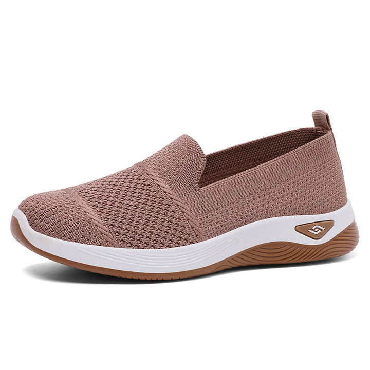 Ladies' knitted slip-on comfort sneakers with sock-like fit, breathable knitted upper, and shock-absorbing EVA midsole Mune Fashion