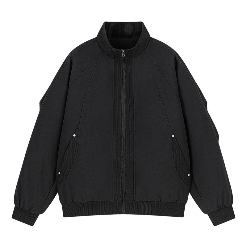 Women's Oversize Bomber Jacket with Raglan Sleeves, Stand Collar and Slip Pockets Mune Fashion