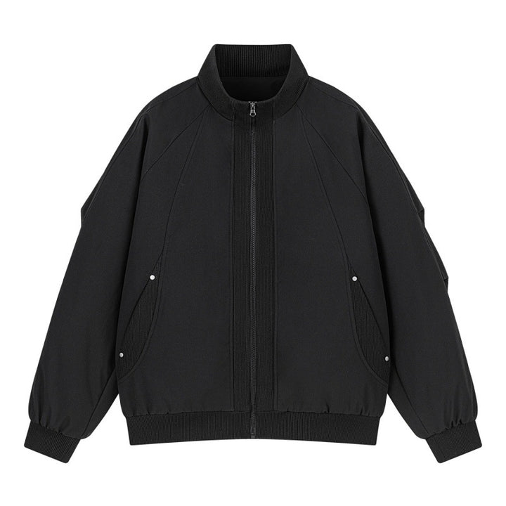 Women's Oversize Bomber Jacket with Raglan Sleeves, Stand Collar and Slip Pockets Mune Fashion