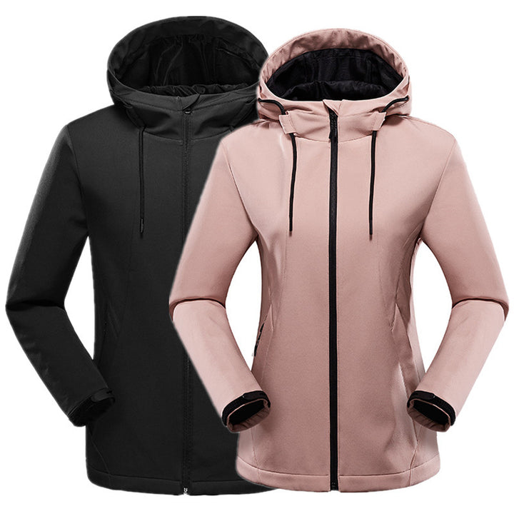 Women Tailored Softshell Jacket with Hood, windproof membrane and concealed zippers Mune Fashion