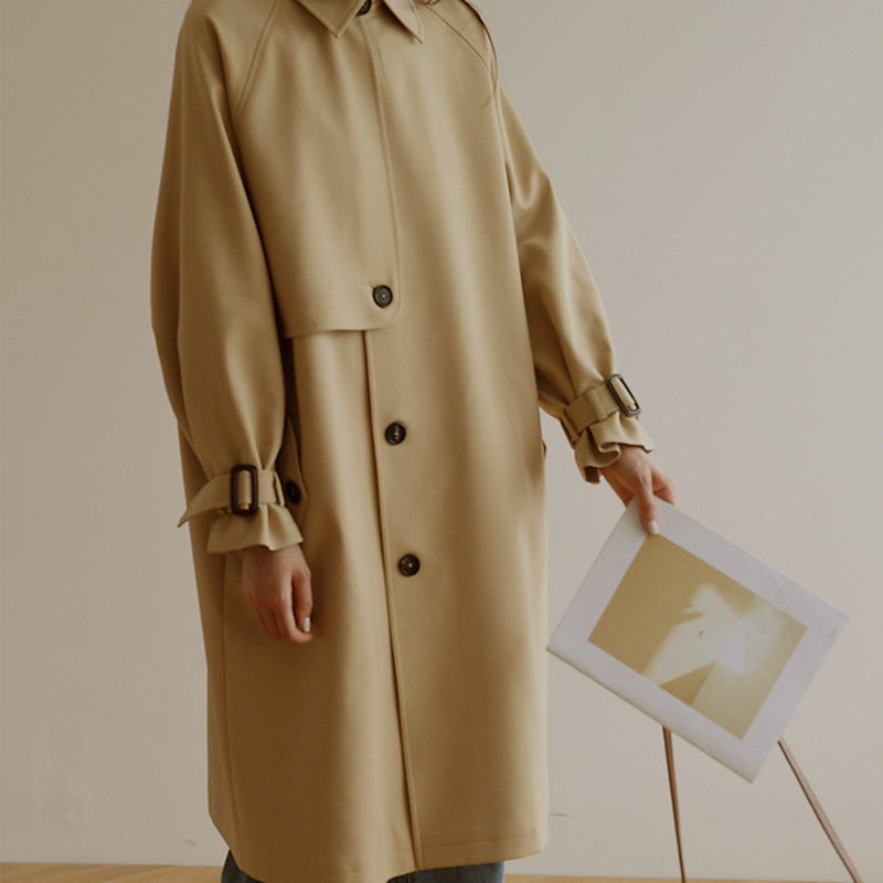 Women Fashionable Trench Coat with Wide Collar Mune Fashion