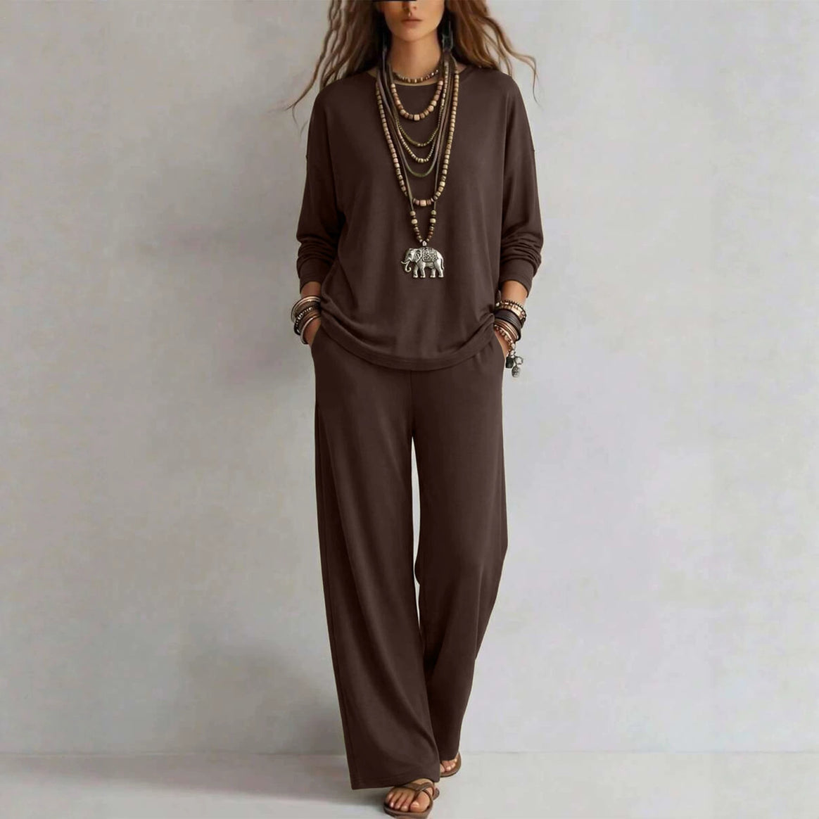 Women's loungewear set with wide waistband and oversized long sleeve shirt Mune Fashion