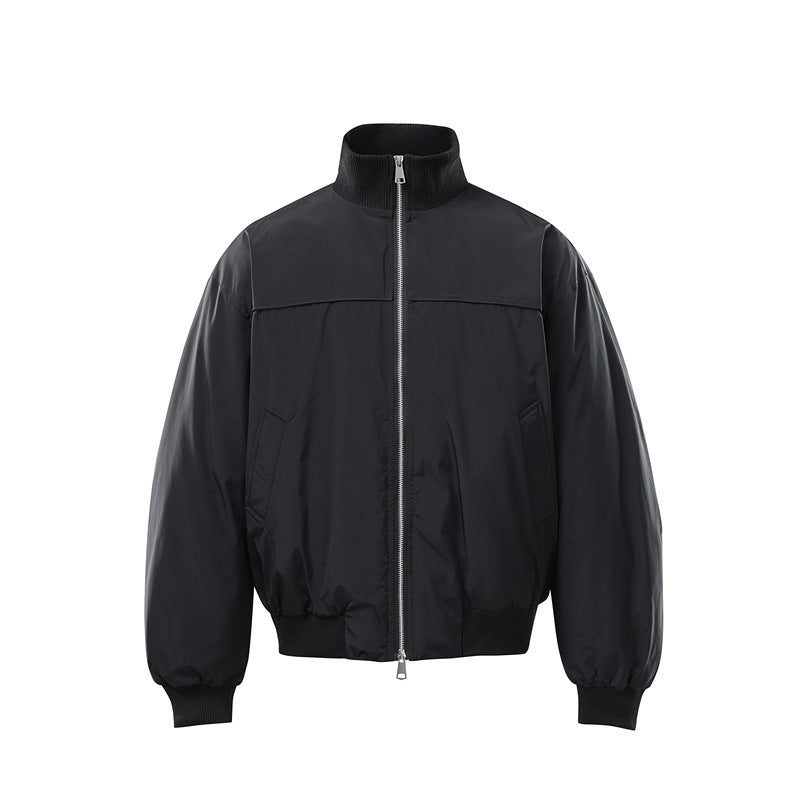 Men's Lightweight Nylon Bomber Jacket with Stand-Up Collar and Elastic Hem Mune Fashion