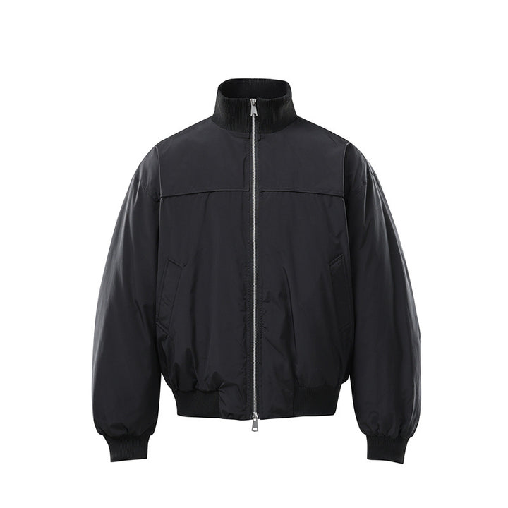 Men's Lightweight Nylon Bomber Jacket with Stand-Up Collar and Elastic Hem Mune Fashion