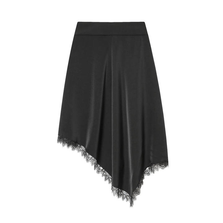 Women's nano asymmetrical midi skirt with high waistband and delicate lace edge Mune Fashion