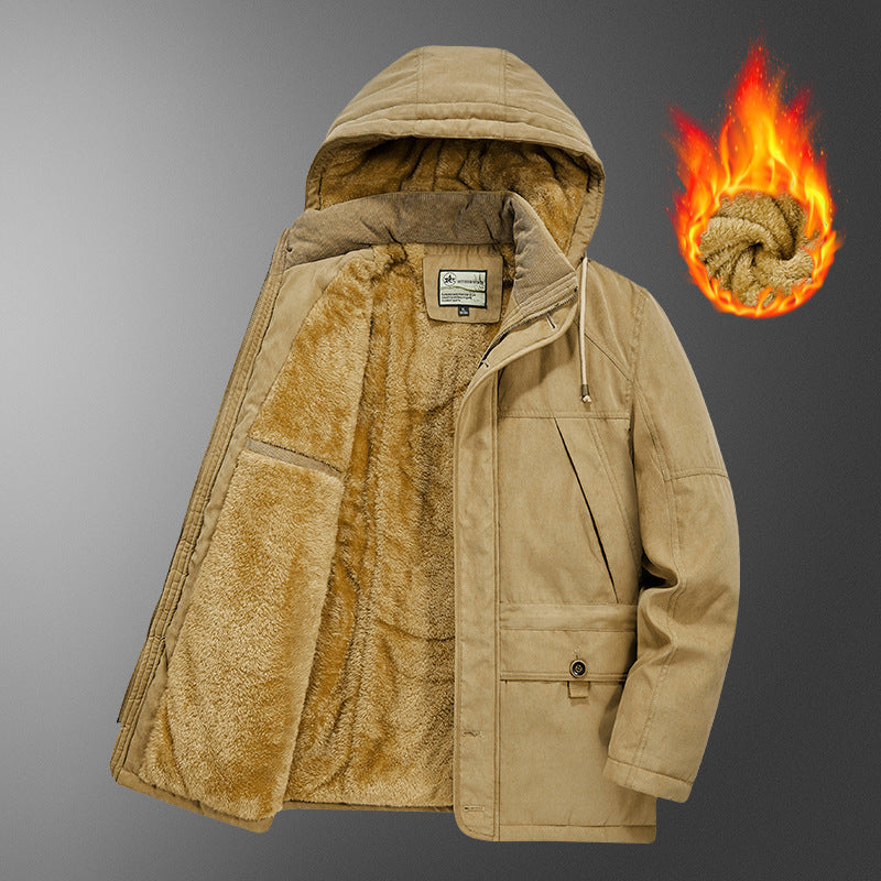 Men's insulated hooded parka with thermo teddy lining, windproof cotton blend outer shell, and multiple pockets Mune Fashion