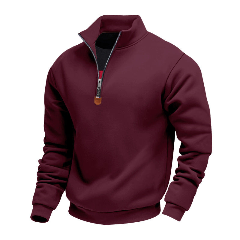 Men's nan Premium half-zip sweatshirt with high stand-up collar, sturdy zipper, and ribbed hem Mune Fashion