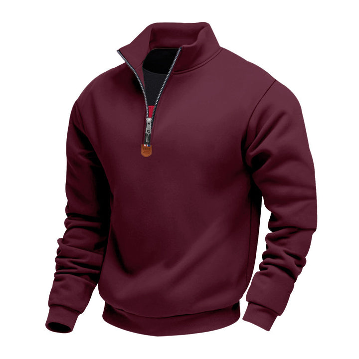 Men's nan Premium half-zip sweatshirt with high stand-up collar, sturdy zipper, and ribbed hem Mune Fashion
