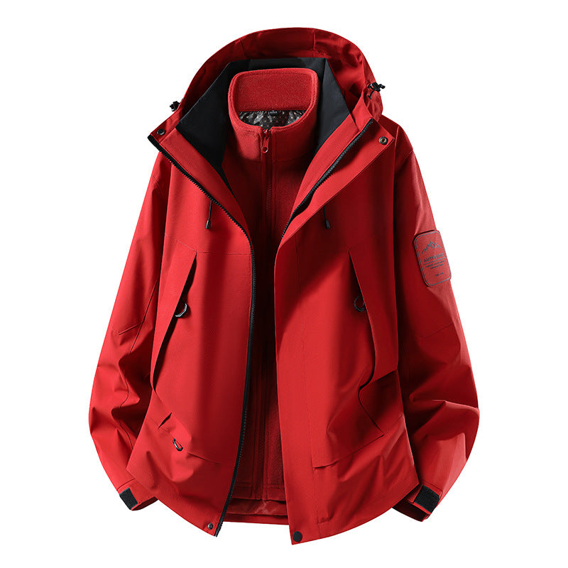 Unisex waterproof two-layer softshell rain jacket with removable fleece lining and hood Mune Fashion