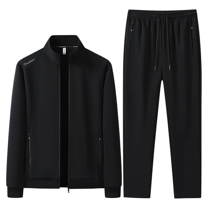 Men's Two-Piece Sports Lounge Set with Stand Collar, Concealed Zipper & Drawstring Mune Fashion