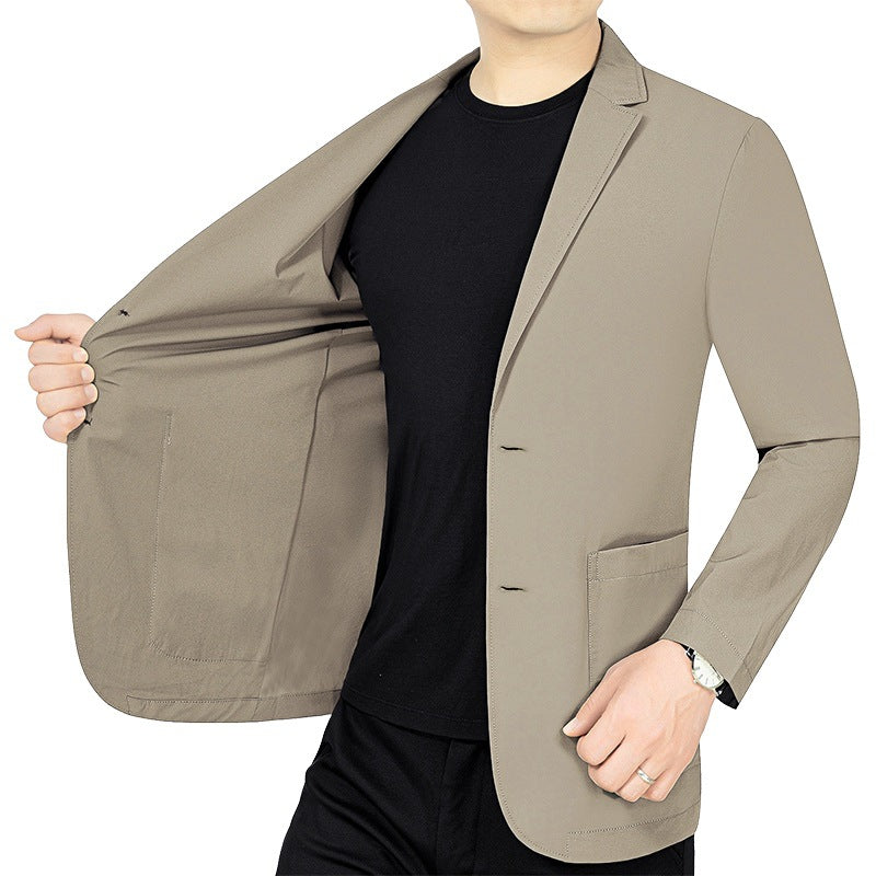 Men's Lightweight Elastic Summer Blazer with Three-Quarter Sleeves and Slim Fit Mune Fashion