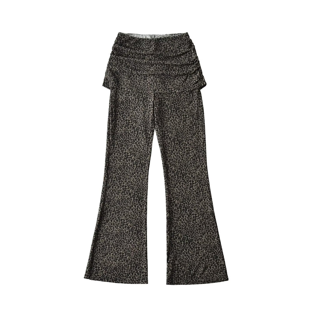 Women's High-Waist Flared Trousers with Ruffled Hip Skirt and Flared Leg Mune Fashion