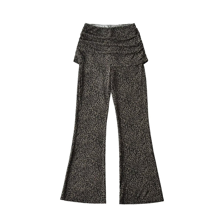 Women's High-Waist Flared Trousers with Ruffled Hip Skirt and Flared Leg Mune Fashion