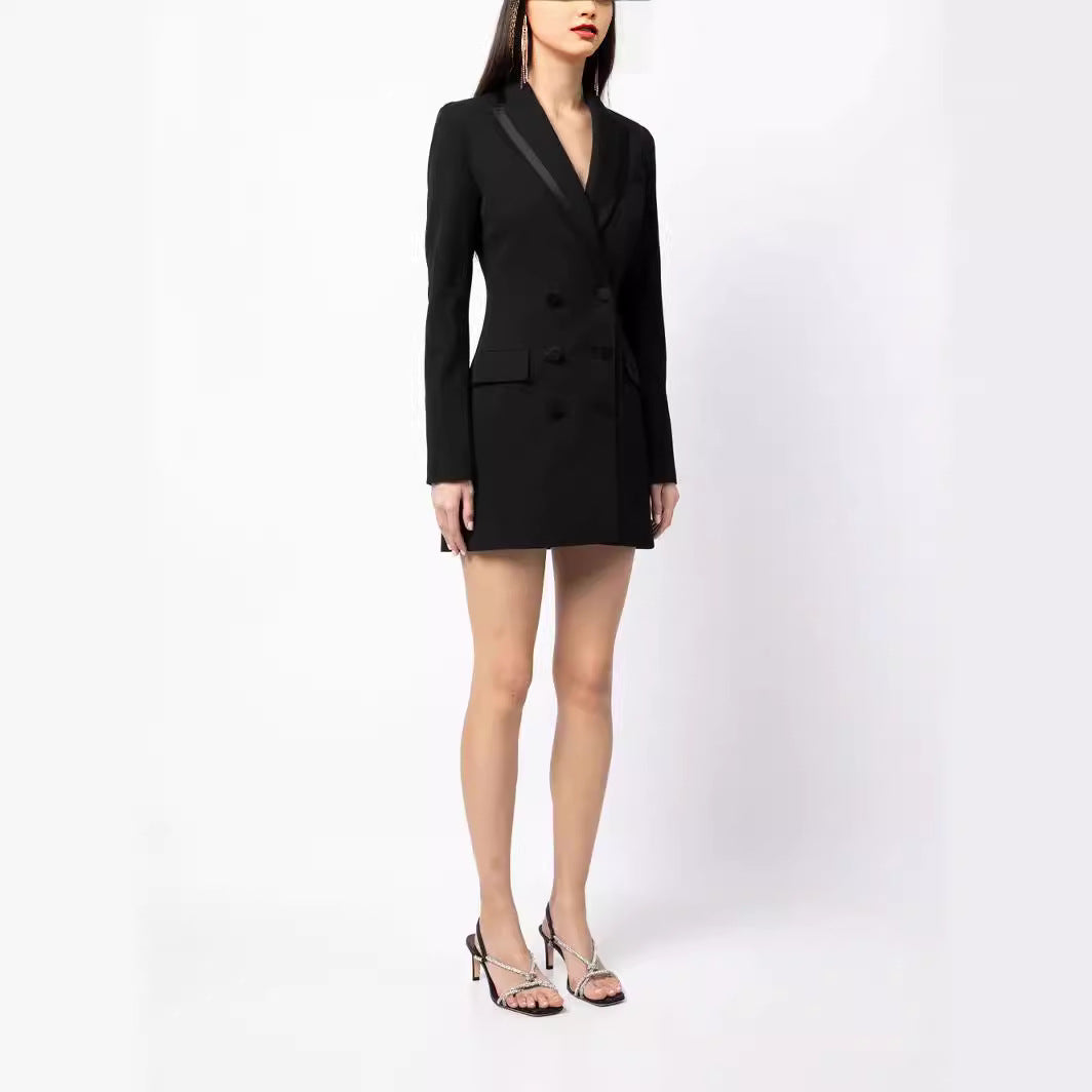 Women's Short Blazer Dress in Double-Breasted with Tailored Fit Mune Fashion