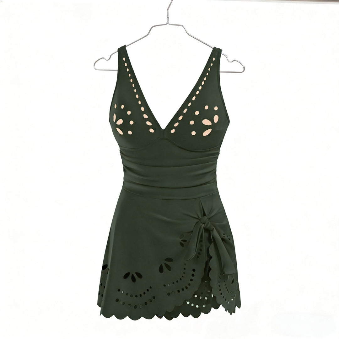 Ladies Elegant Swimsuit with Fashionable Cutouts and Ruffle Details Mune Fashion