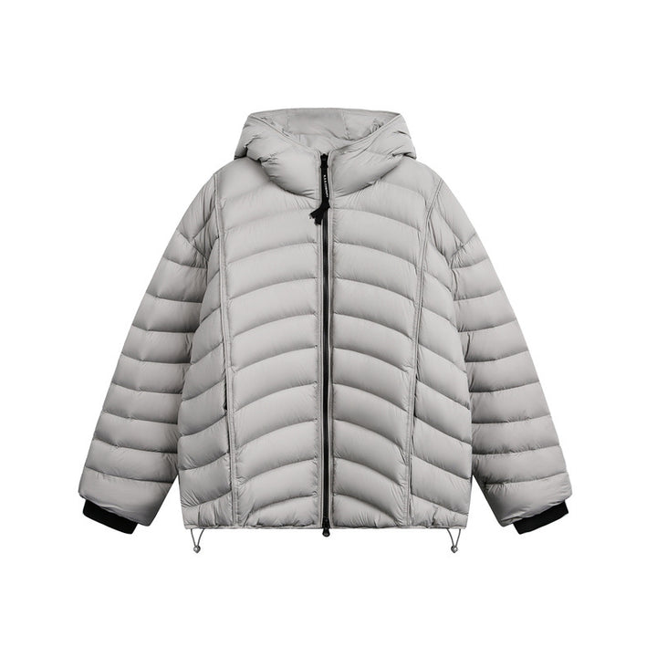 Women's Lightweight Padded Down Jacket with Hood and Adjustable Hem Mune Fashion