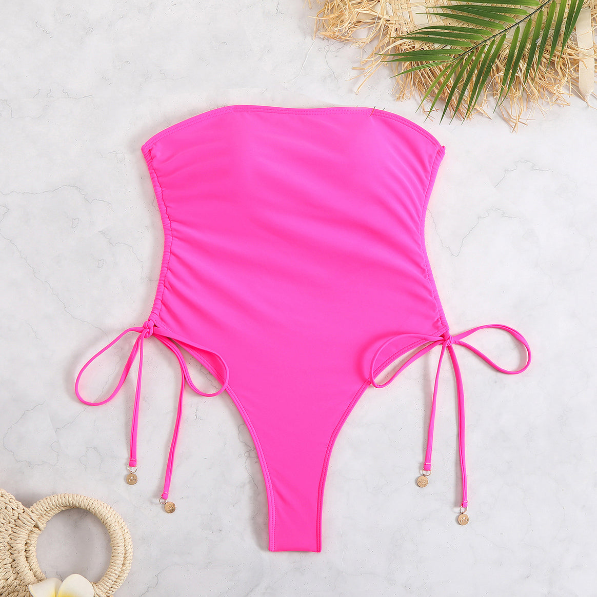 Women One-Piece Swimsuit with High Leg Cut and Flexible Ties Mune Fashion