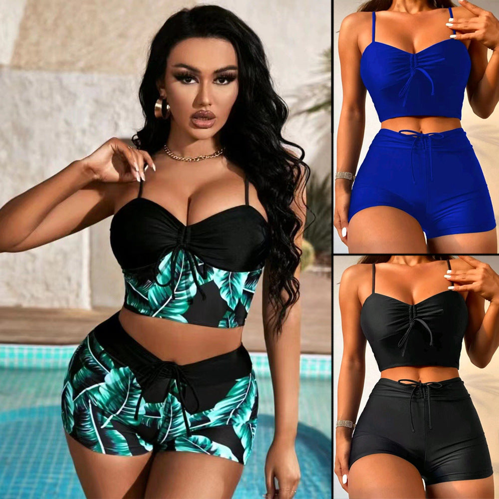 Women's Sporty Bikini Set with Crop Top and Shorts Mune Fashion