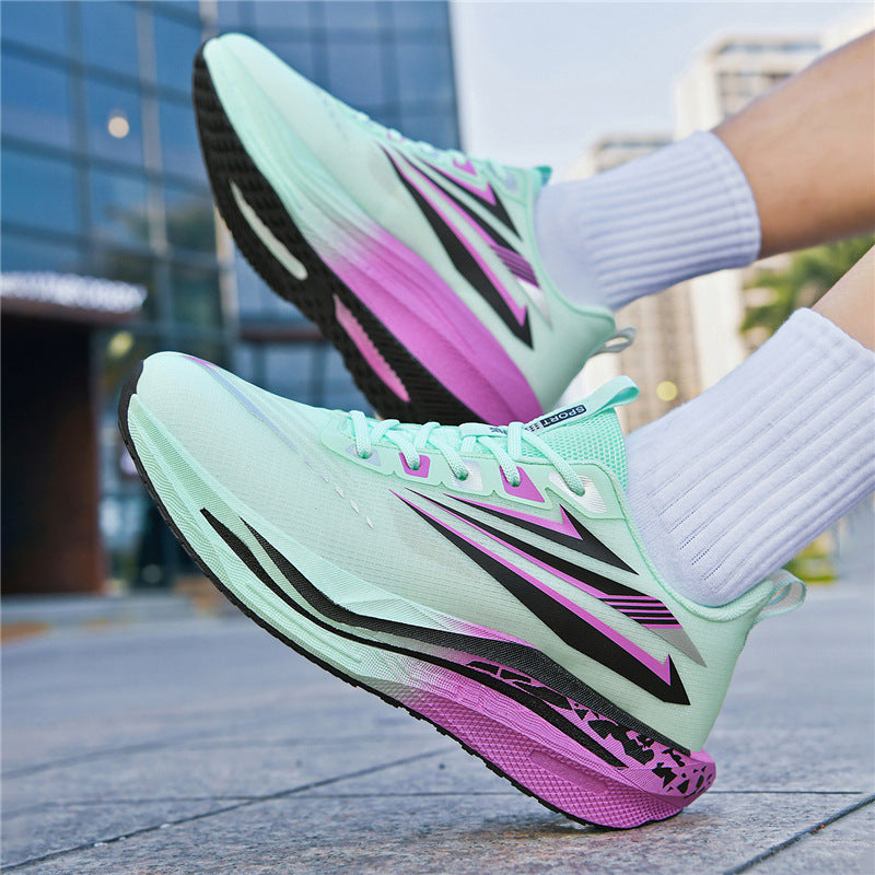 Men's lightweight cushioned road running sneakers with high EVA platform sole and breathable knitted upper Mune Fashion