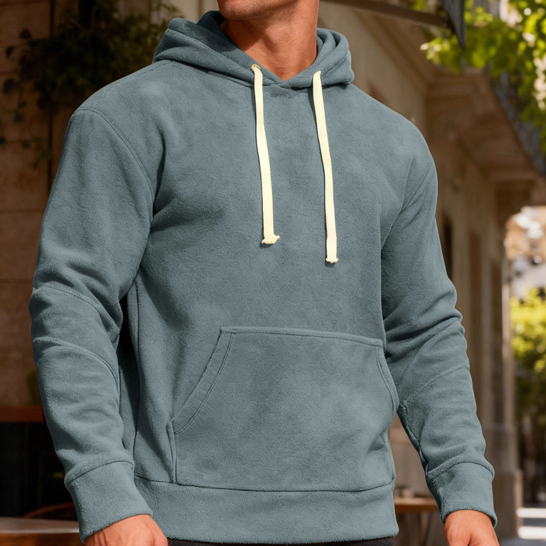 Men's nan velvety hoodie with seam details, kangaroo pocket and contrast cord Mune Fashion