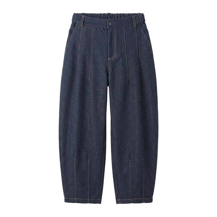 Women's High-waisted Wide Culotte Pants with Crease and Elastic Back Mune Fashion