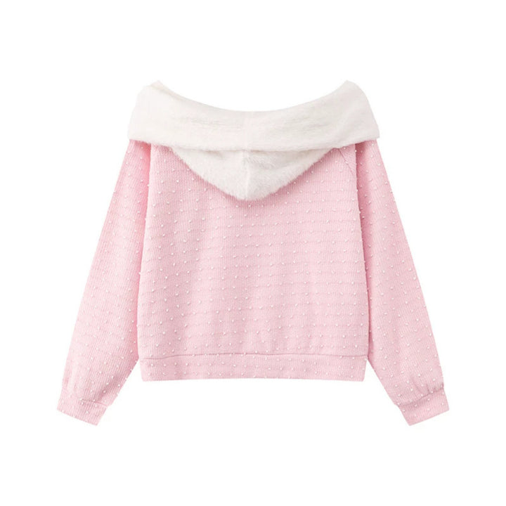 Women's Cozy Knitted Sweater with Large Faux Fur Shawl Collar and Kangaroo Pocket Mune Fashion