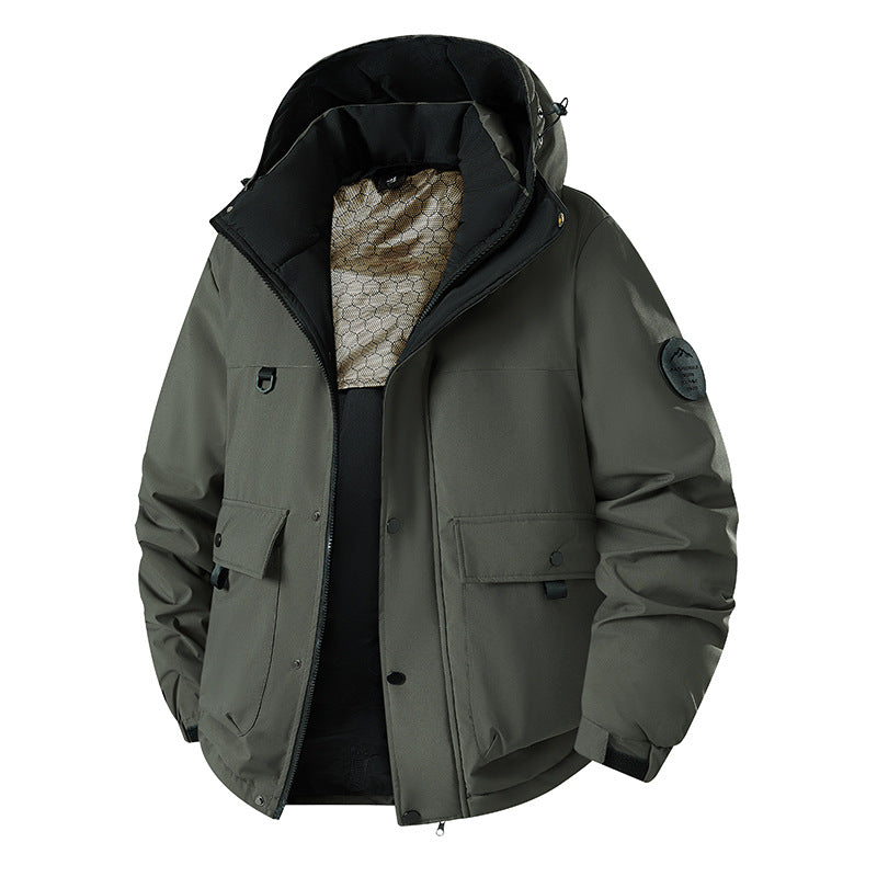 Men's Insulated Urban Parka with Stand-up Collar and Concealed Hood Mune Fashion